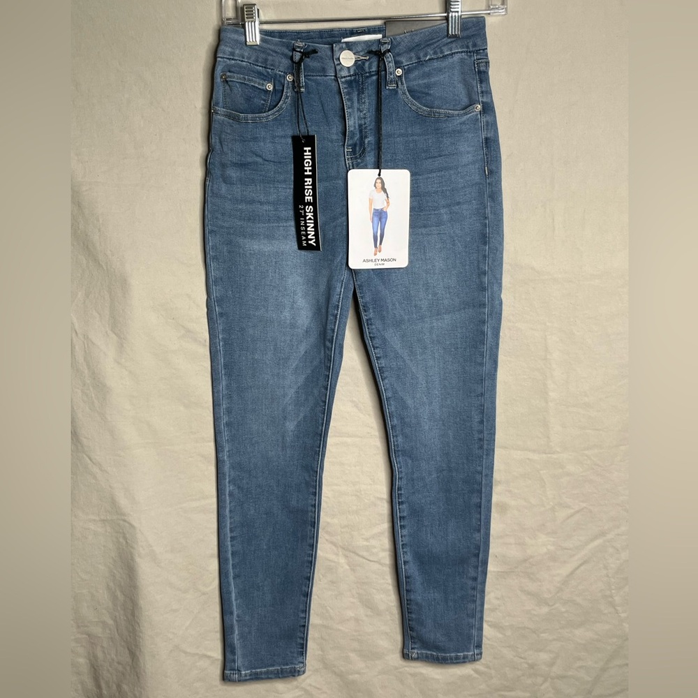 NWT Ashley Mason Prosperity Denim High-Rise Skinny Jeans in Blue Size 5
